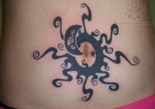 Awesome Moon Belly Button Tattoos